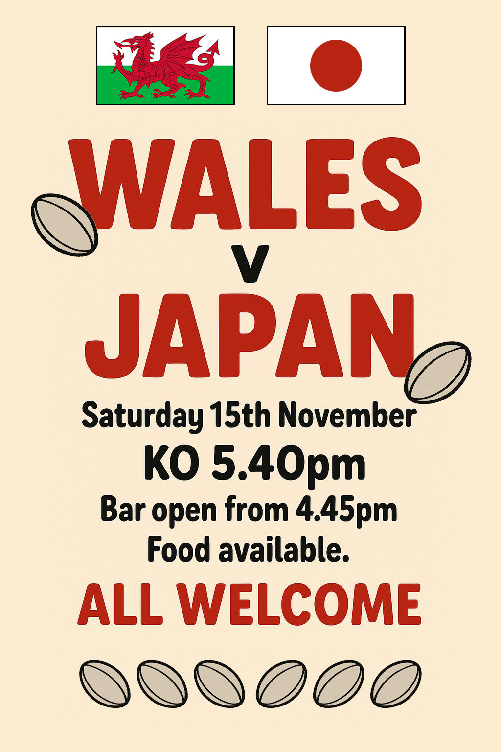 Wales vs Japan poster